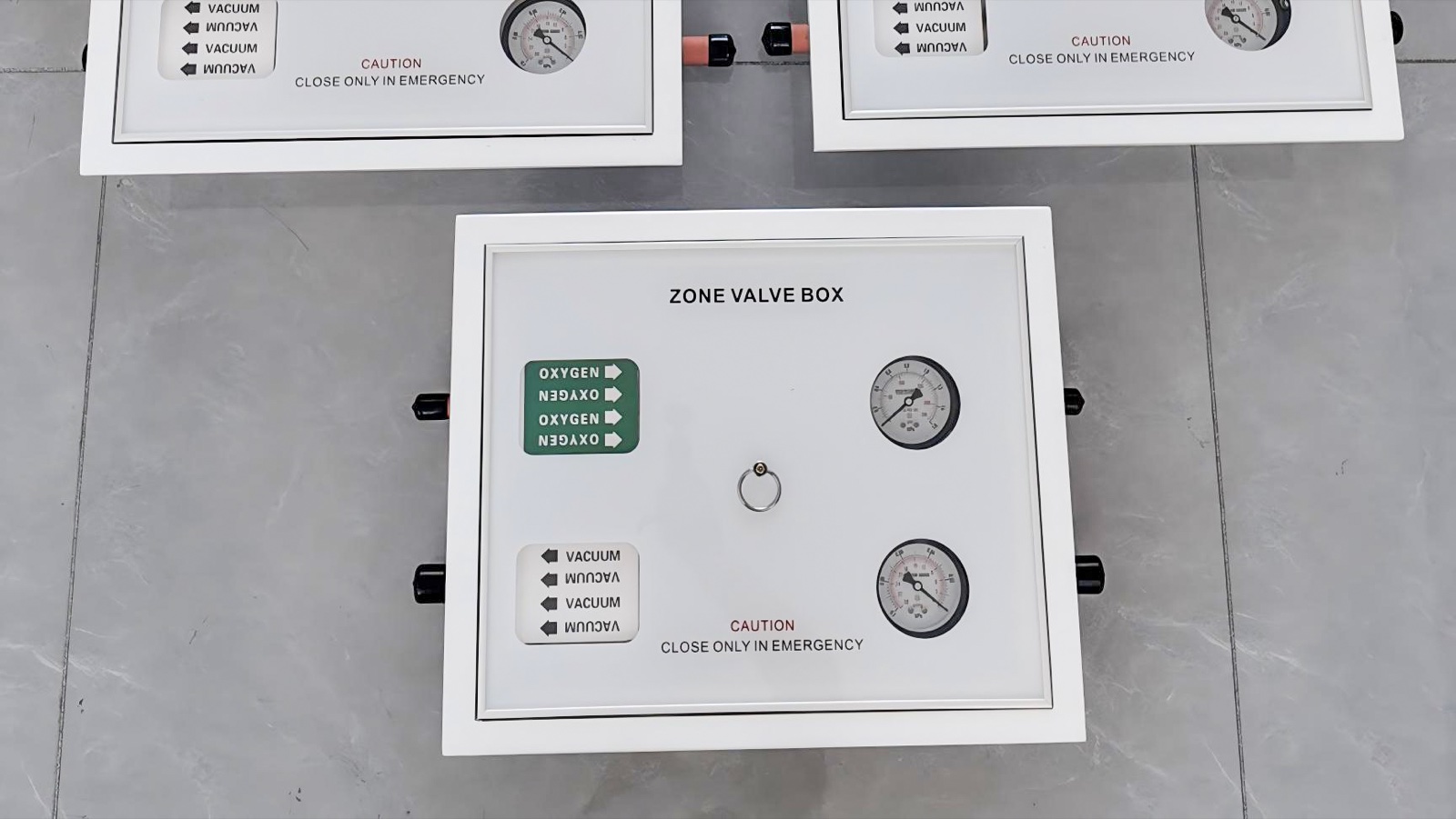 Finished zone valve boxes before packing.